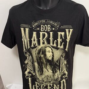 Zion Rootswear Black and Gold Bob Marley Tee